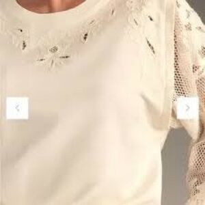 Anthropologie Cream Floral Embroidered Blouse